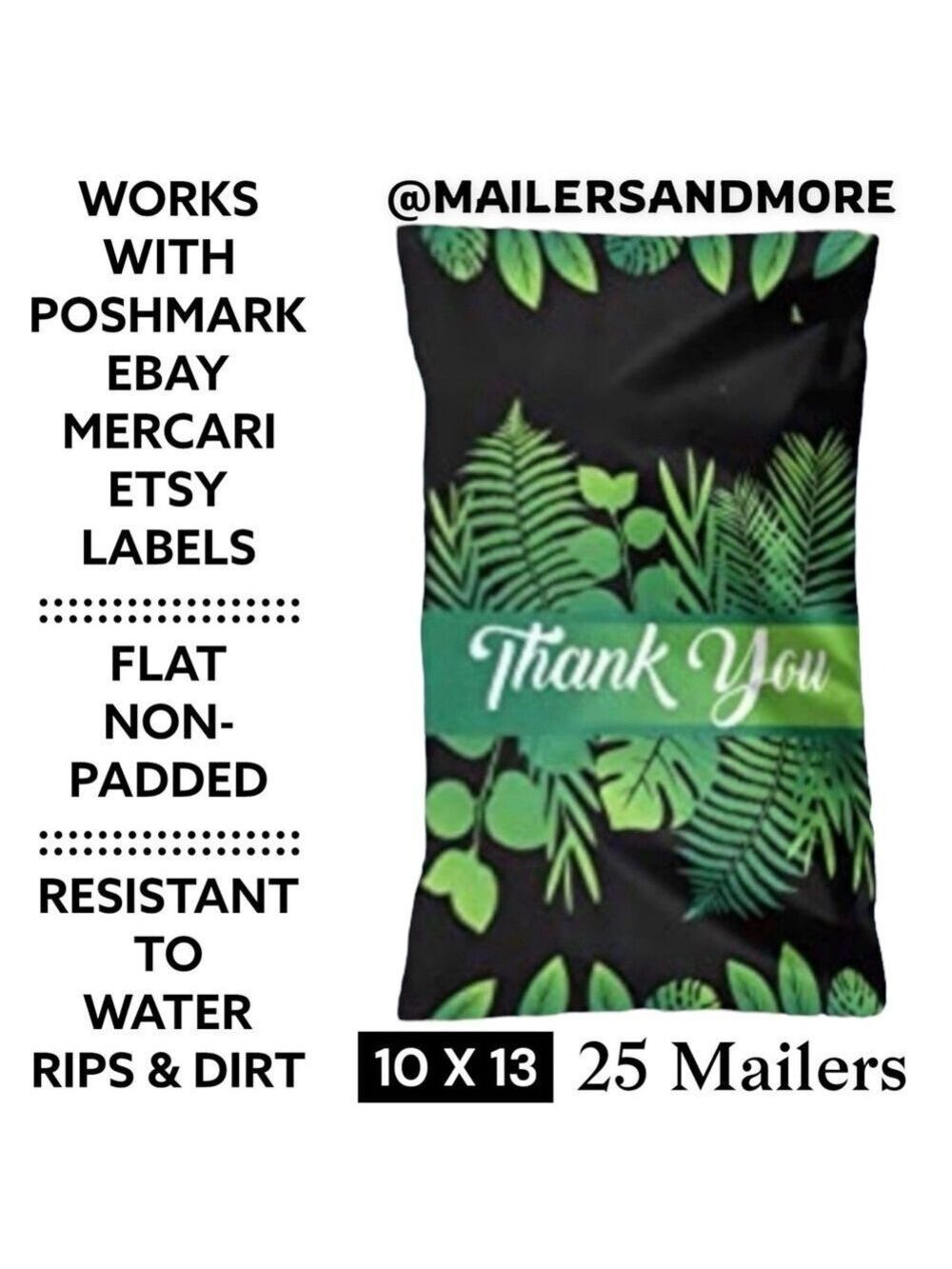 25 10X13 Poly Mailers Tropical Leaf Thank You, Shipping Envelopes PRICE IS FIRM - Picture 3 of 7